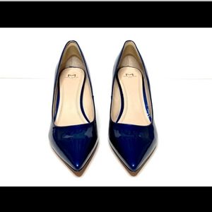 Marc Fisher Block Heel Zala Pump /Blue Patent